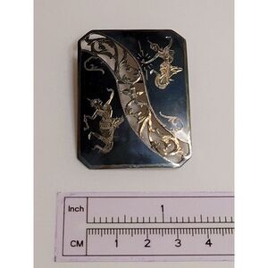 Siam Sterling Silver Niello Large Openwork Brooch